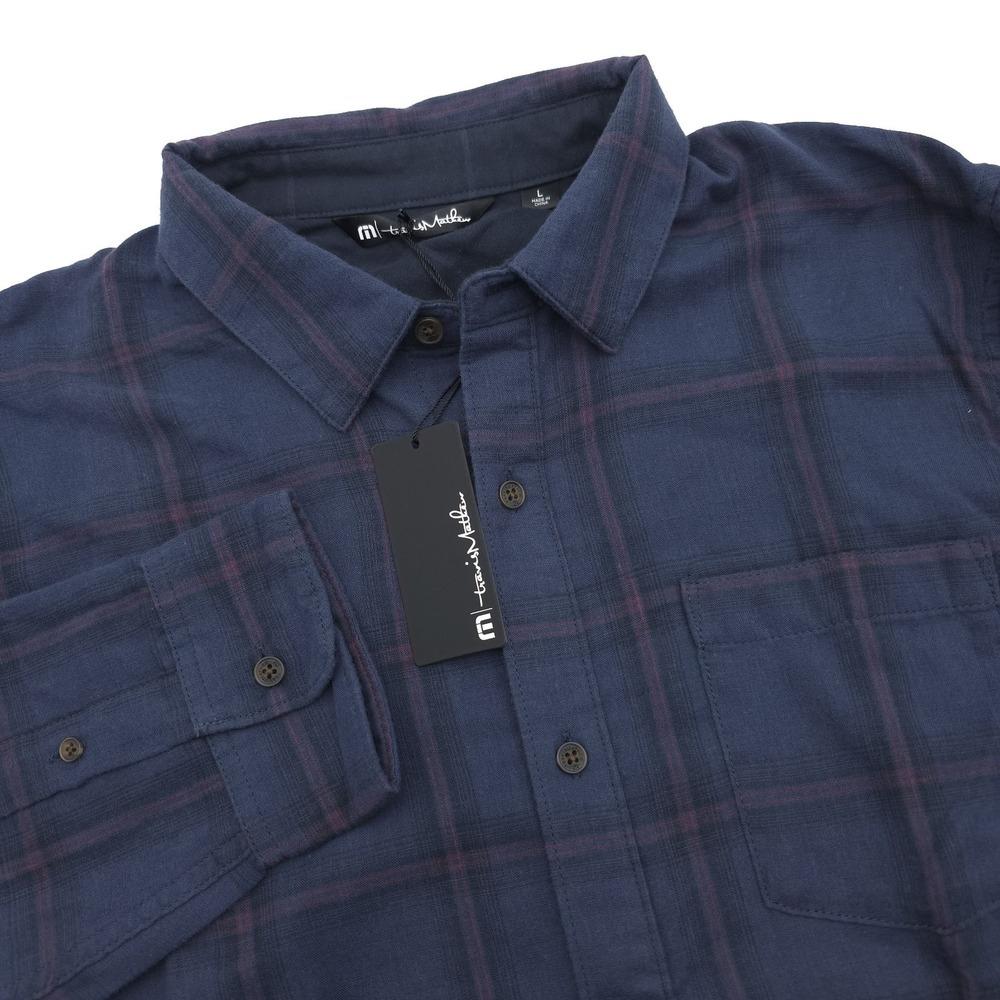 Travis Mathew Shirt Men's Large Blue Plaid Flannel Long Sleeve Button Up NWT‎ - Picture 10 of 12